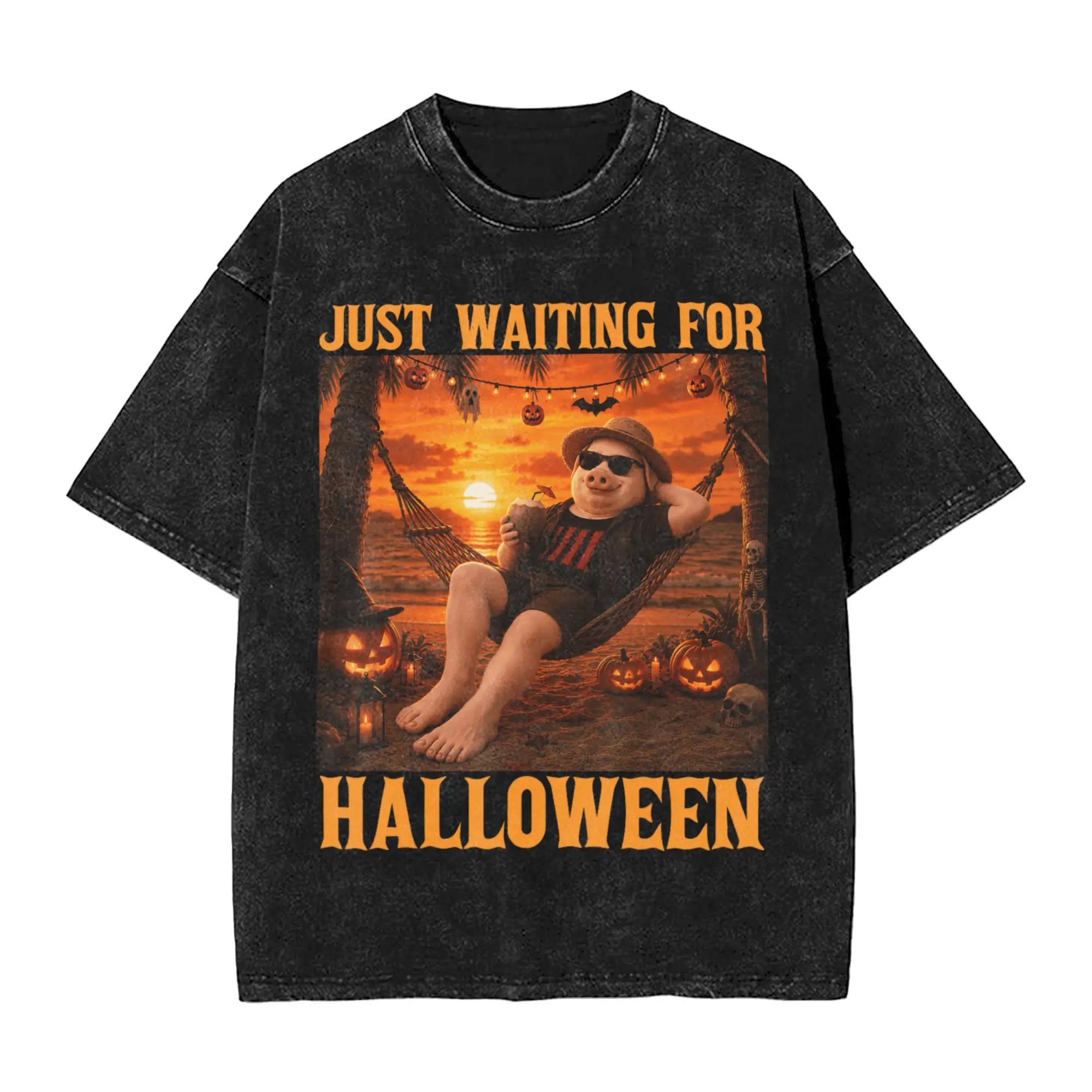 Couple T Shirt Sunset Beach John Pork Chill Waiting for Halloween T-Shirts Hippie Summer Tee Shirt Awesome Design Casual Tops