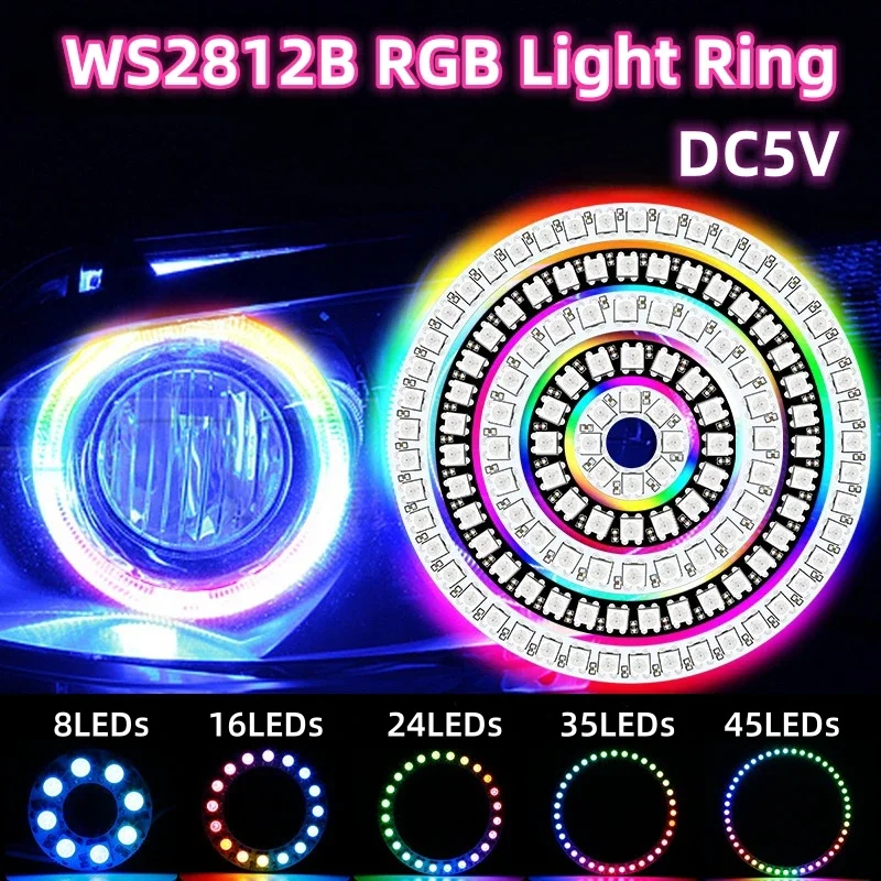 DC5V Ws2812 Led Pixel Ring Lampada ad anello LED a colori 8/16/24/35/45Led Pixel Lights Smart Ws2812b Modulo indirizzabile Cerchio di luce