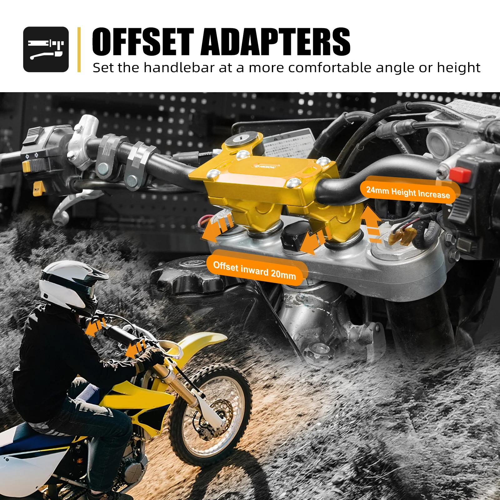 NICECNC For 2024 Suzuki DRZ400SM DR-Z400SM DR-Z400 SM 2005-2024 Motorcycle Handlebar Bar Riser Mount Clamp Offset Adapters Kit - Image 4