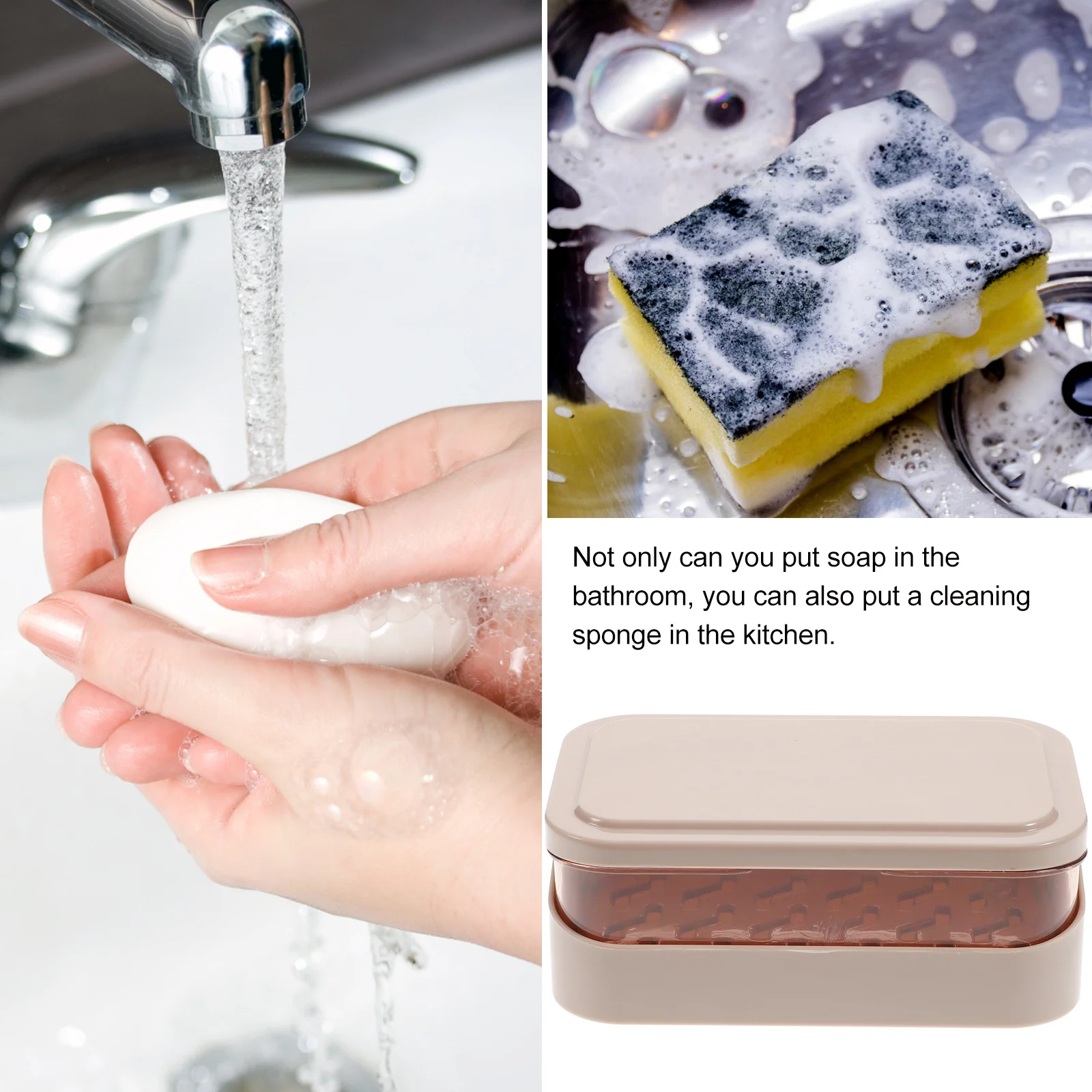 

Operitacx Soap Holder with Lid Self Draining Box for Bathroom Kitchen Bar Storage