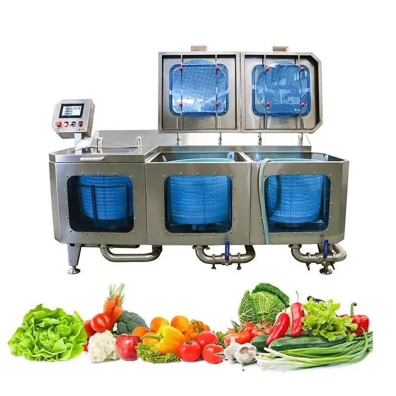 Vegetable Carrot Lettuce Celery Ozone Air Bubble Cleaning Dry All-in-one Drum Type Washing