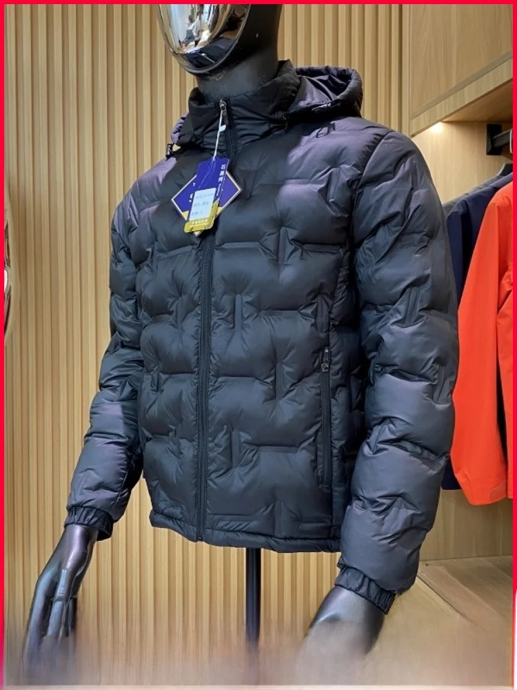 

Легкое пуховое мужское пальто с высокой ложкой, уличное хлопковое стеганое пальто, украшение на молнии, нейлоновая ткань с капюшоном, тепло, гарантированное тепло