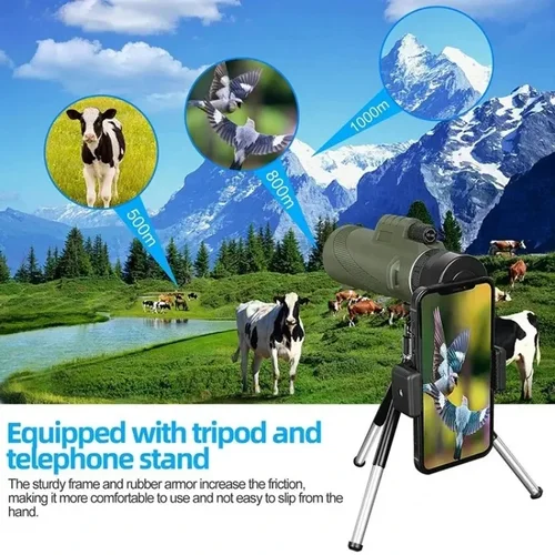 Imagen 2 del producto Telescopio Monocular potente con ZOOM HD de 80x100, binoculares portátiles, telescopio de largo alcance para Deportes de caza, viajes de acampada al aire libre