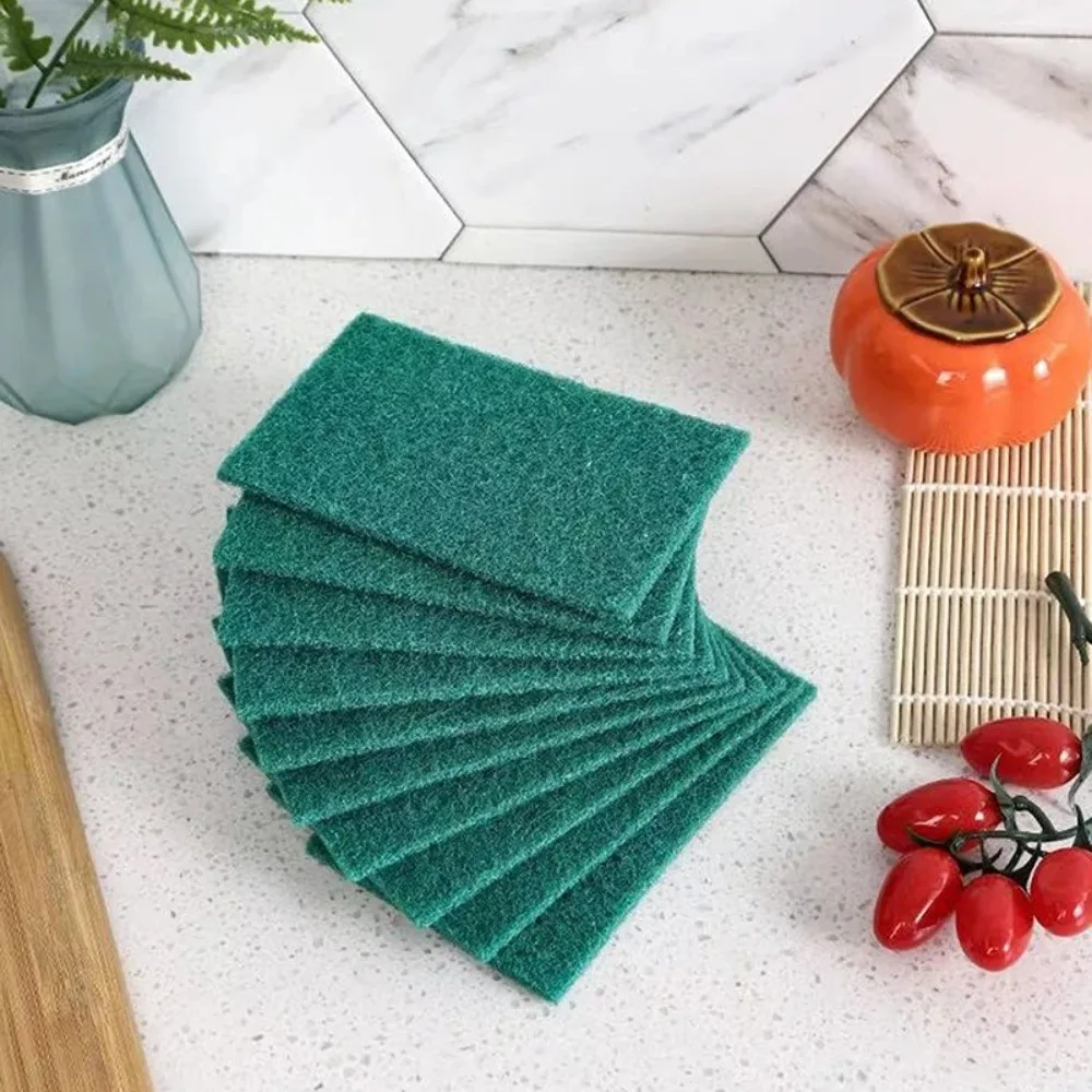 5/10 Pcs Double Sided Scouring Pads Reusable Anti-scratch Scrub Pads Washable Thickened Dishwashing Cloth Non-Stick Pans