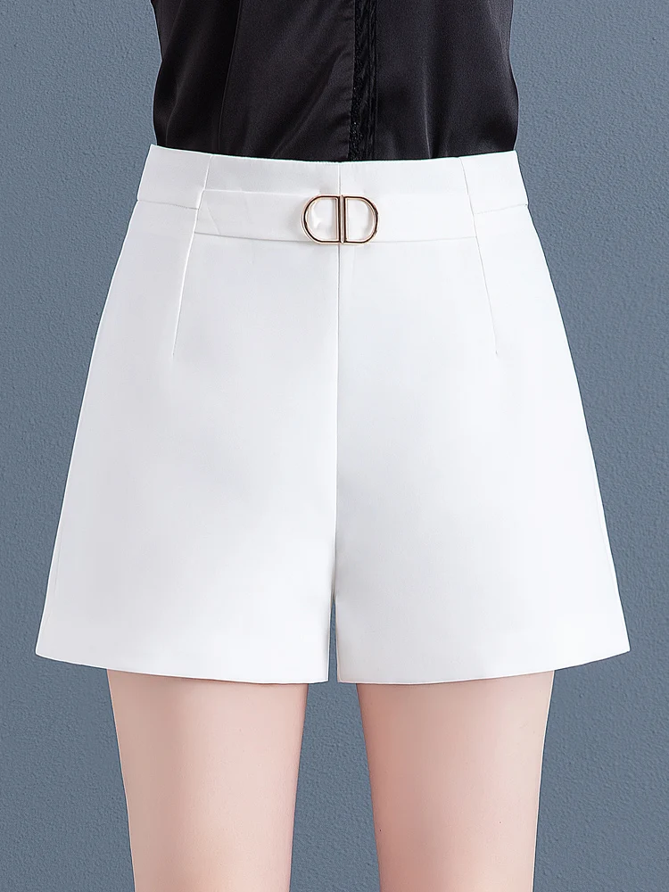 

White High Waist Straight Leg Pants Women's Summer Thin New Style Casual Trousers Dreamy Elegant Polyester Fiber Zipper Style