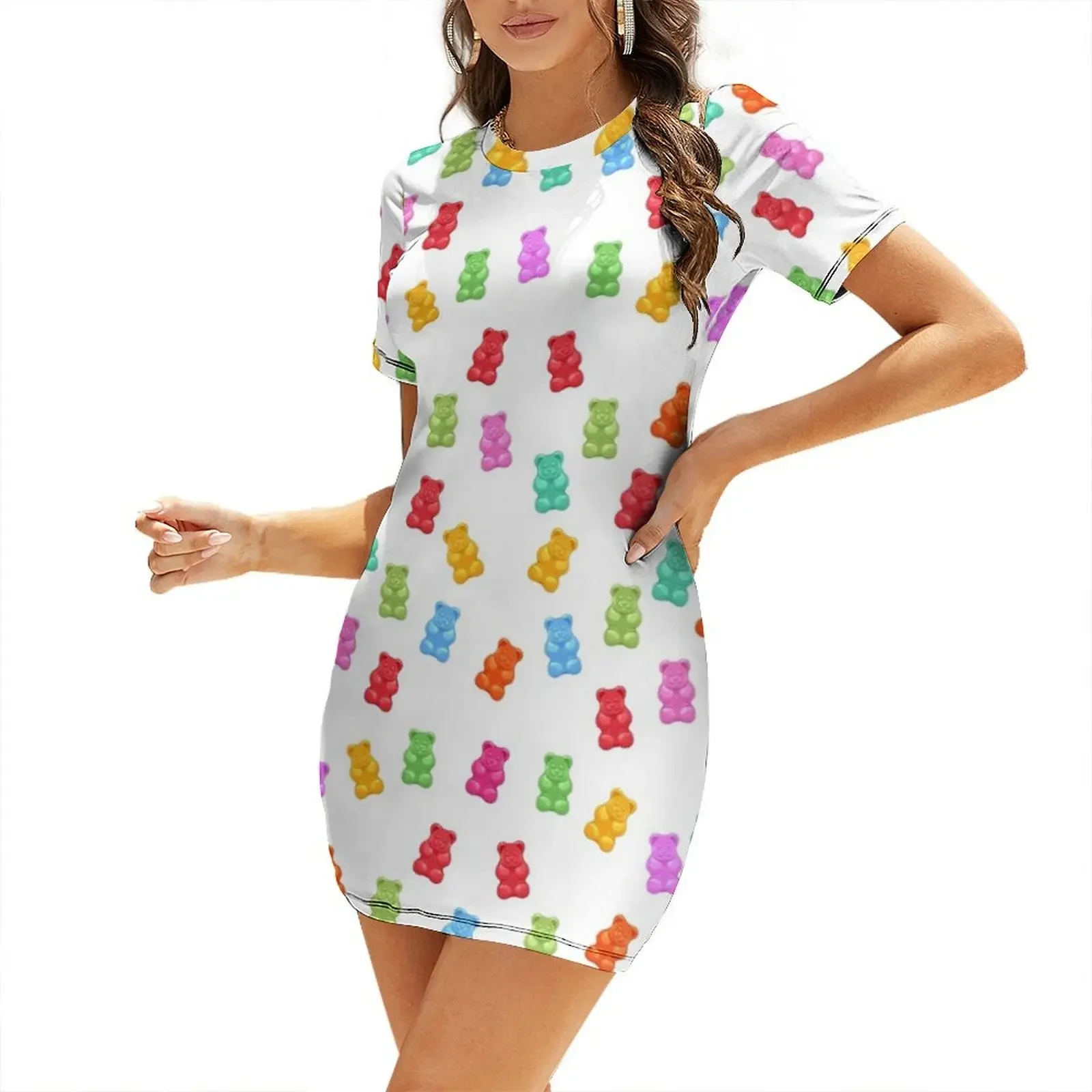 

Gummy bear pattern Short-Sleeved Dress women's summer dresses 2026 women evening dress