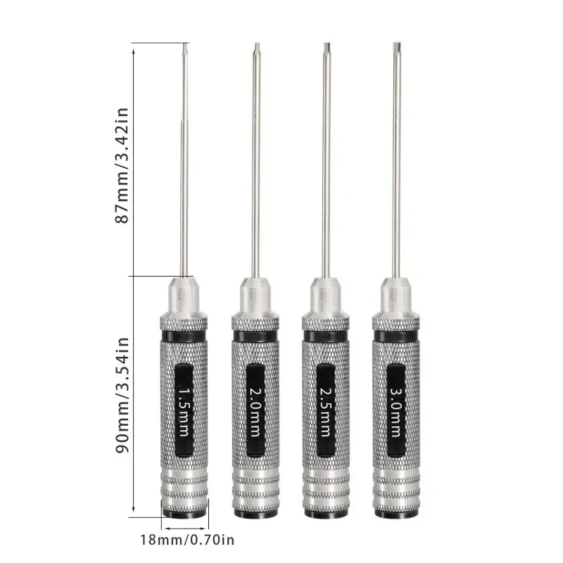 Allen Screwdriver Hardened Tips 1.5mm 2mm 2.5mm 3mm Hex Wrench Driver Tool Kit for RC Model Drone Aircraft Helicopter Car