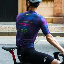 CSPD Men's Fast Drying Cycling Jersey,Breathable Lightweight Bicycle Clothing,Short Sleeve Road Bike Tops,Summer Cycling Clothes