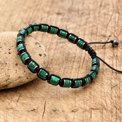 3*6mm malachite Hematite Beads Braided Bracelet Handmade Woven Boho Yoga Charm Bracelet Women Men Fashion Jewelry
