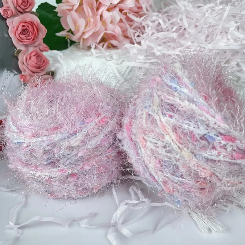 80g Pink Mohair Hand Mixed Yarn Hand DIY Gift for Woolen Hook Needles Knitting Bag Sweater Scarf Tie Wire Cotton Yarn Crocheting