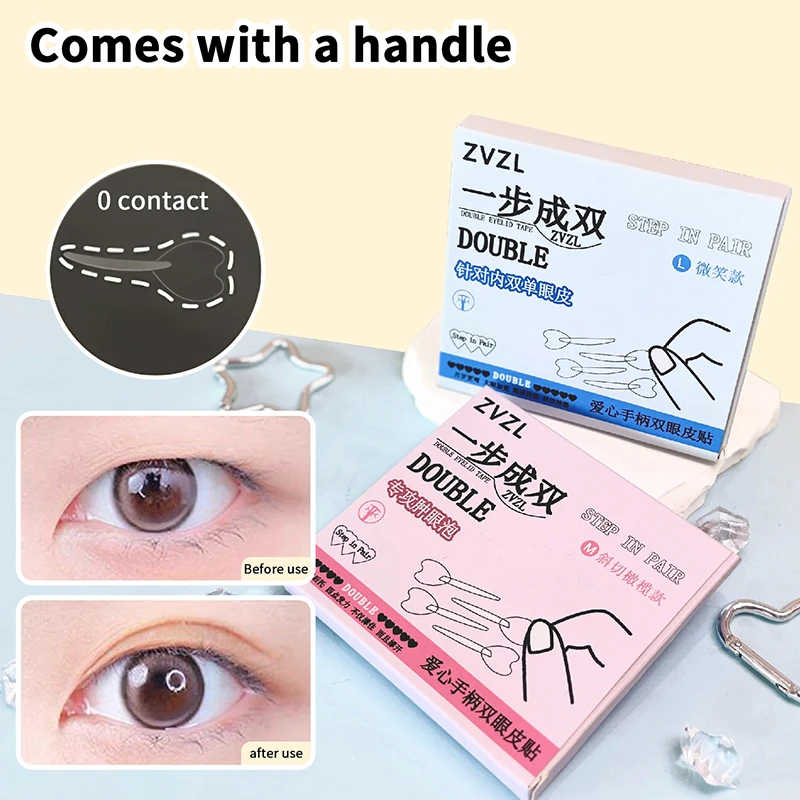 128Pcs/Box Double Eyelid Stickers With Handle Natural Invisible And Long-lasting Shaping Big Eye Beauty Tapes Lifting Eye Strips