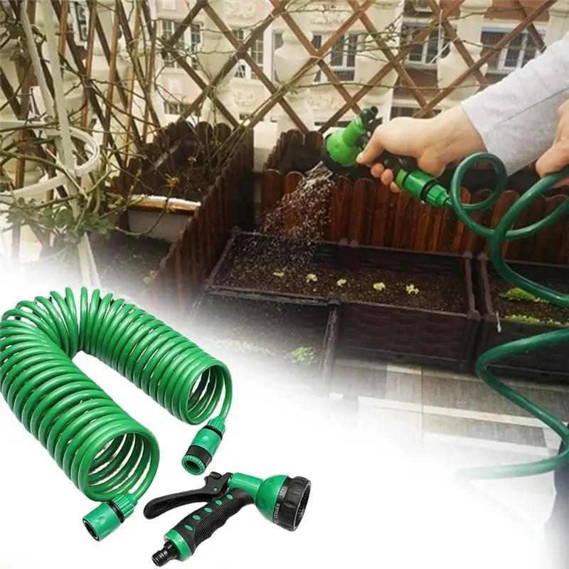 J1UL1N EVA Garden Telescopic Spring Tube Garden Hose Plastic Multifunctional Car Wash Water Sprays Sprinkler For Garden