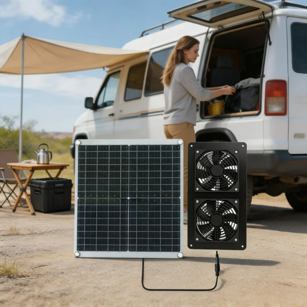 Greenhouse Circulation Fan Waterproof - 30W High Light Utilization Solar Panel