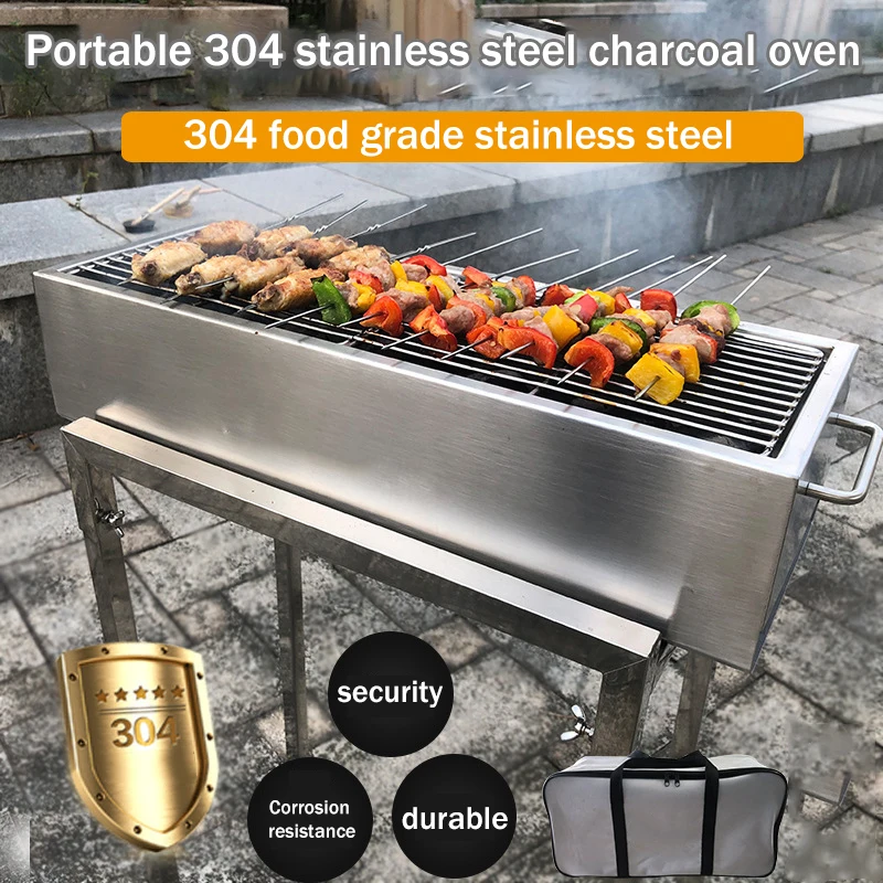 Outdoor Portable Carbon Grills Stainless Steel Grills Thickened Grill Multi-Model Detachable Charcoal Stove Camping Barbecue