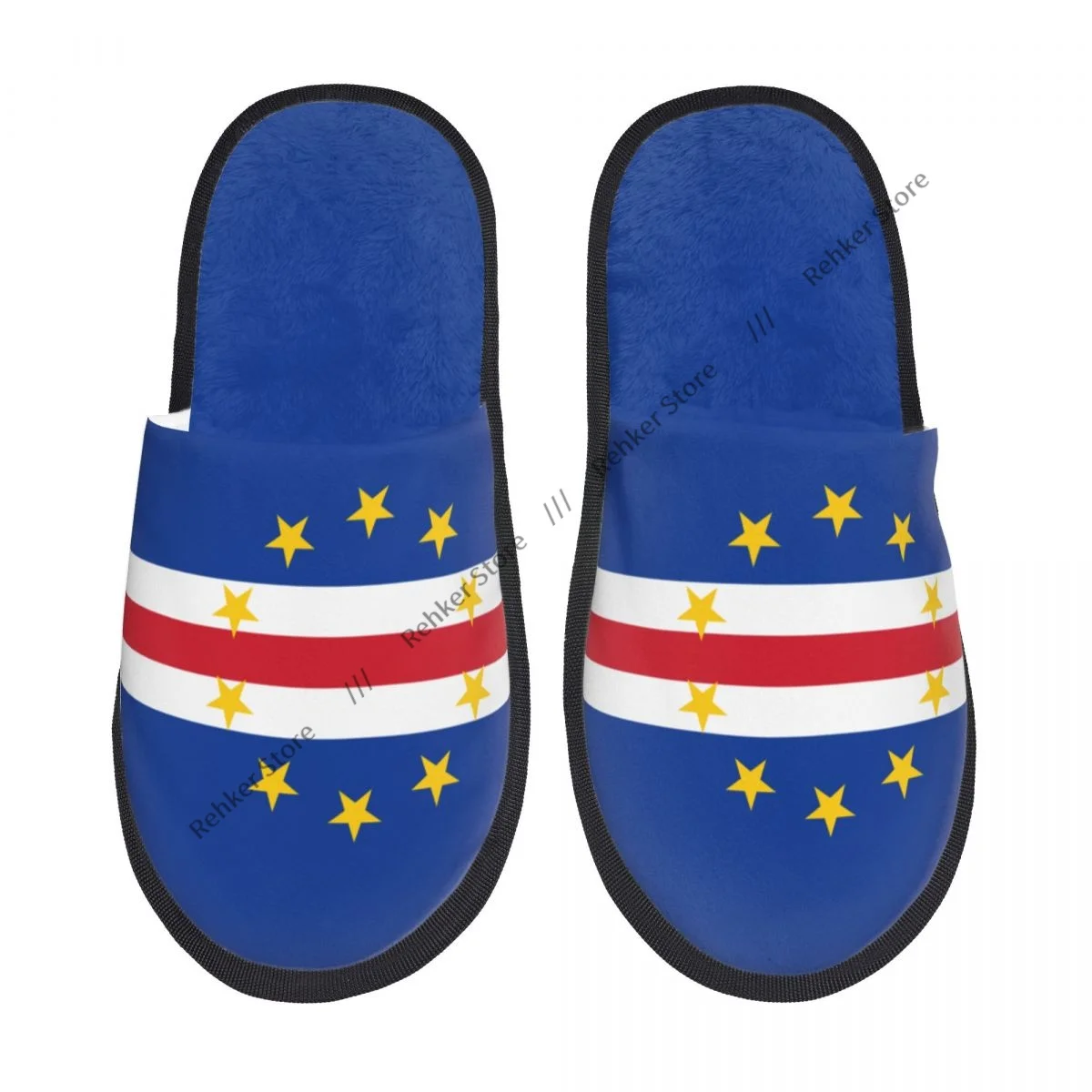 Winter Warm Women Men Plush Flat Indoor Slippers Cape Verde Flag Furry Home Non-slip Shoes