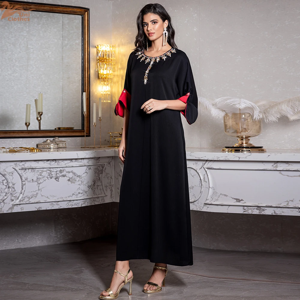 Femmes musulmanes diamants Robe Maxi dubaï Abaya turquie caftan Eid Djellaba Islam vêtements Caftan Marocain Femme Robe Maroc Robe