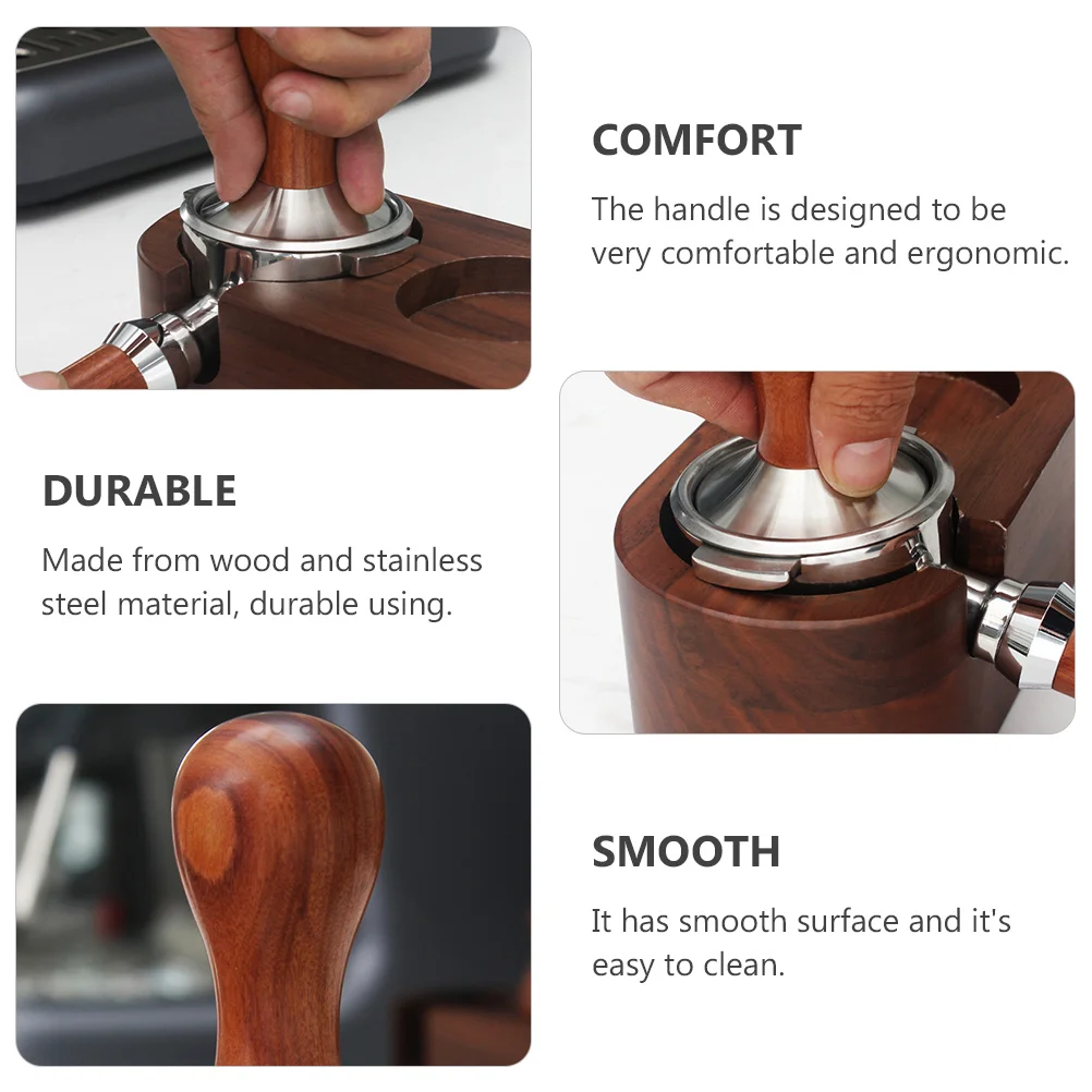 

1Pcs Stainless Steel Coffee Tamper Wooden Handle Flat Espresso Pressing Tool Smooth Surface Easy Clean Coffee Presser
