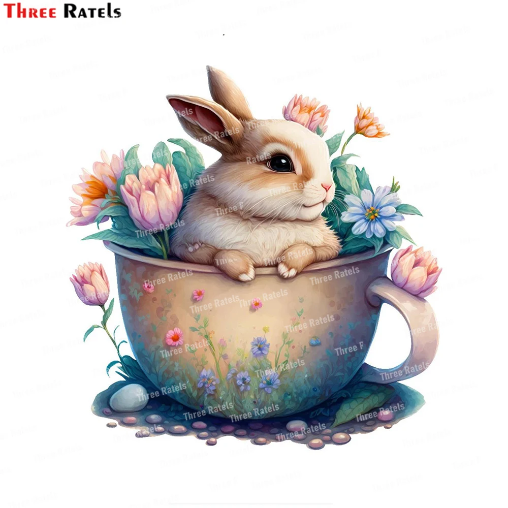 Three Ratels K991 Bunny Rabbit Watercolor Wall Stickers Decoration for Bedroom Kids Room Nursery Wall Decal Home Decor