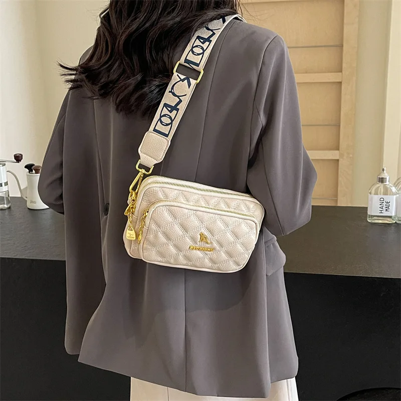 2024 Small Lingge Women\'s Bag New Trend Ins Small Fragrant Style Shoulder Bag Niche Handbag Three-layer Casual Crossbody Bag