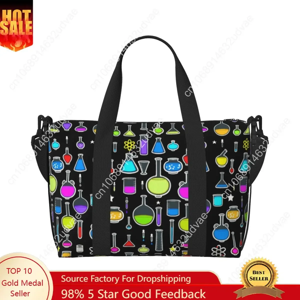 Custom Beakers Laboratory Technology Tote Bag for Women Big Capacity Science Chemistry Beach Gym Travel Bags