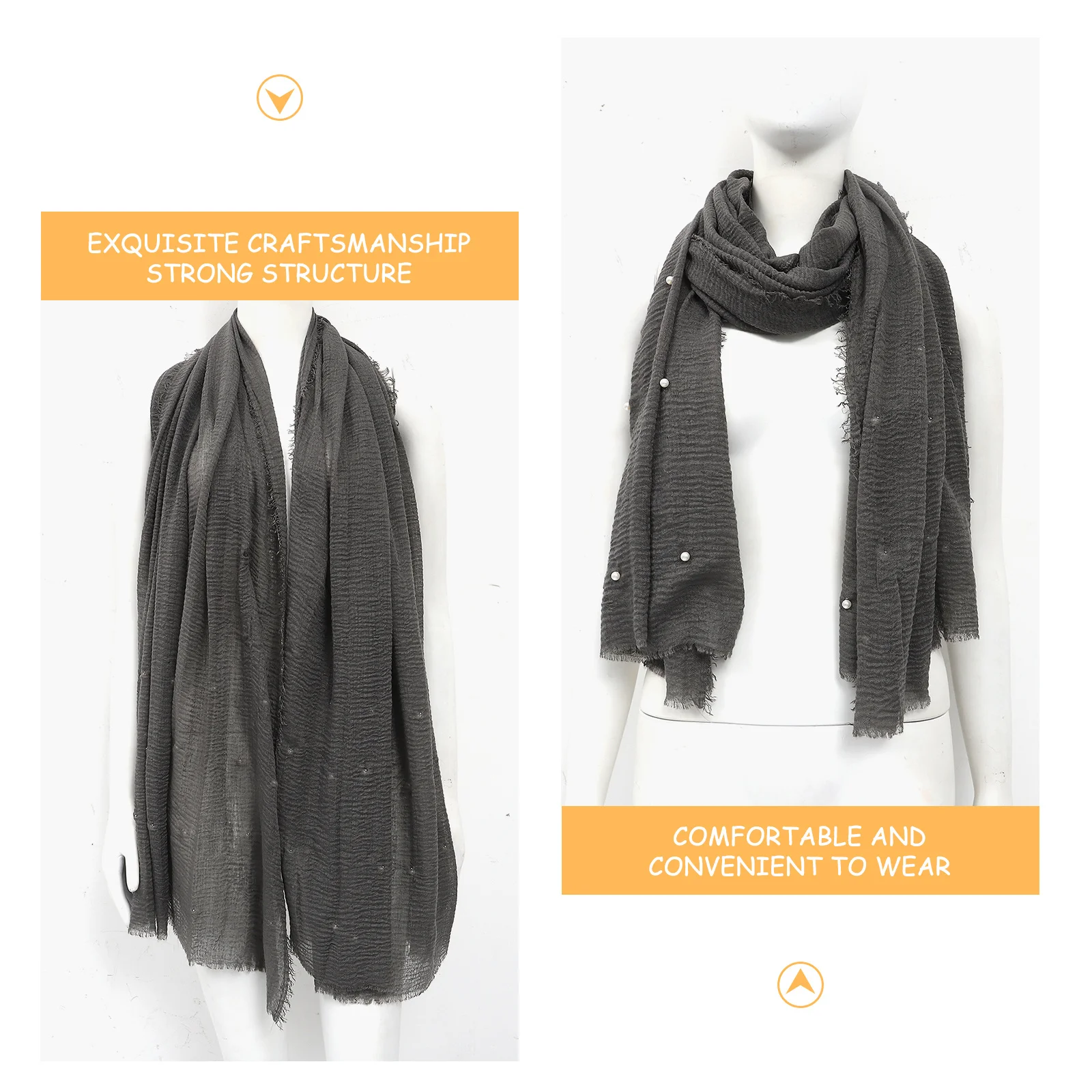 

Pearl Accessories Headscarf Women Shawl Silk Scarves Cotton for Wrap Wraps Hijab