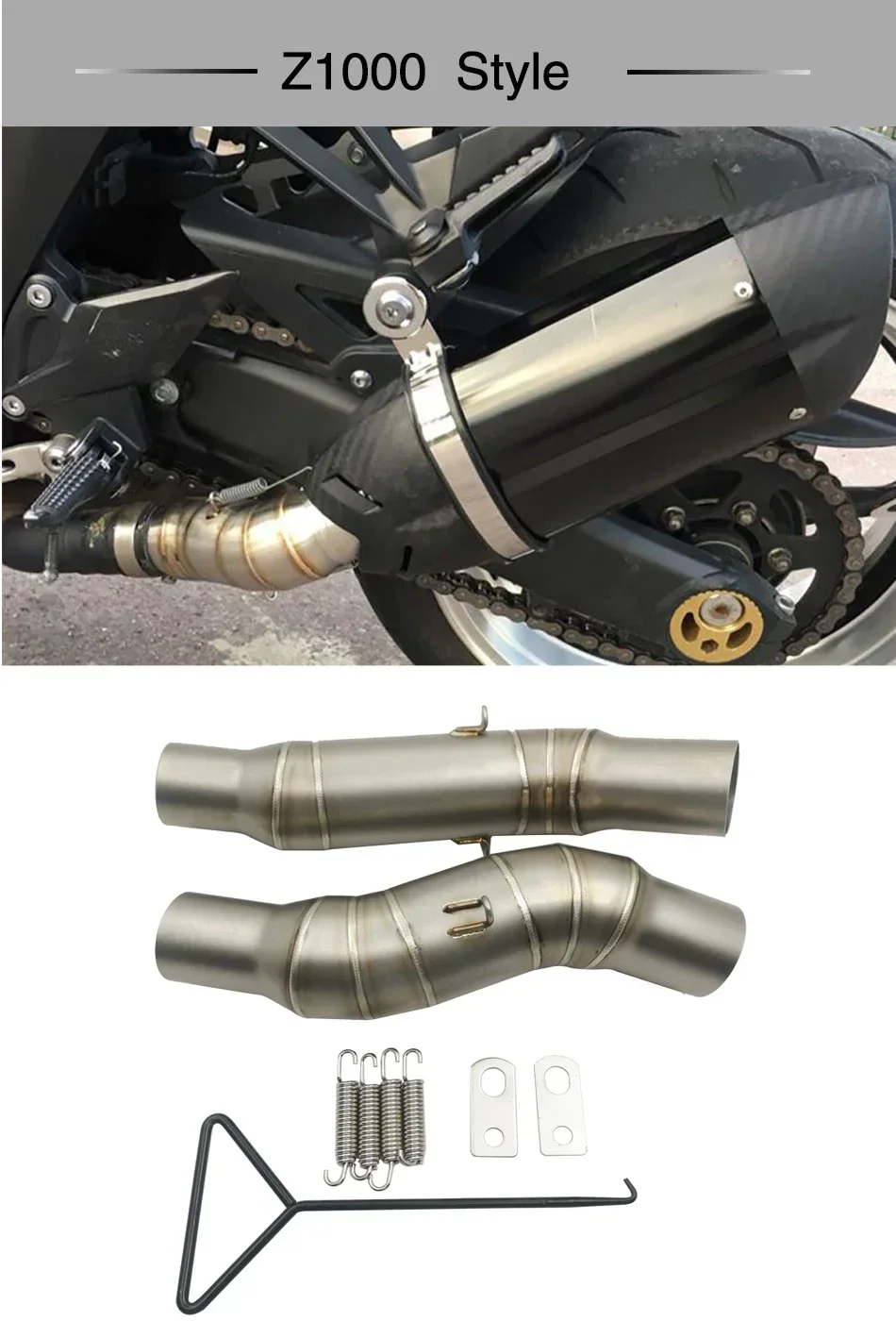 Silenziatore Di Scarico moto Collegamento Modificato Tubo di Collegamento Centrale 51mm Slip On Per Kawasaki Z1000 Z1000SX 2010-2020