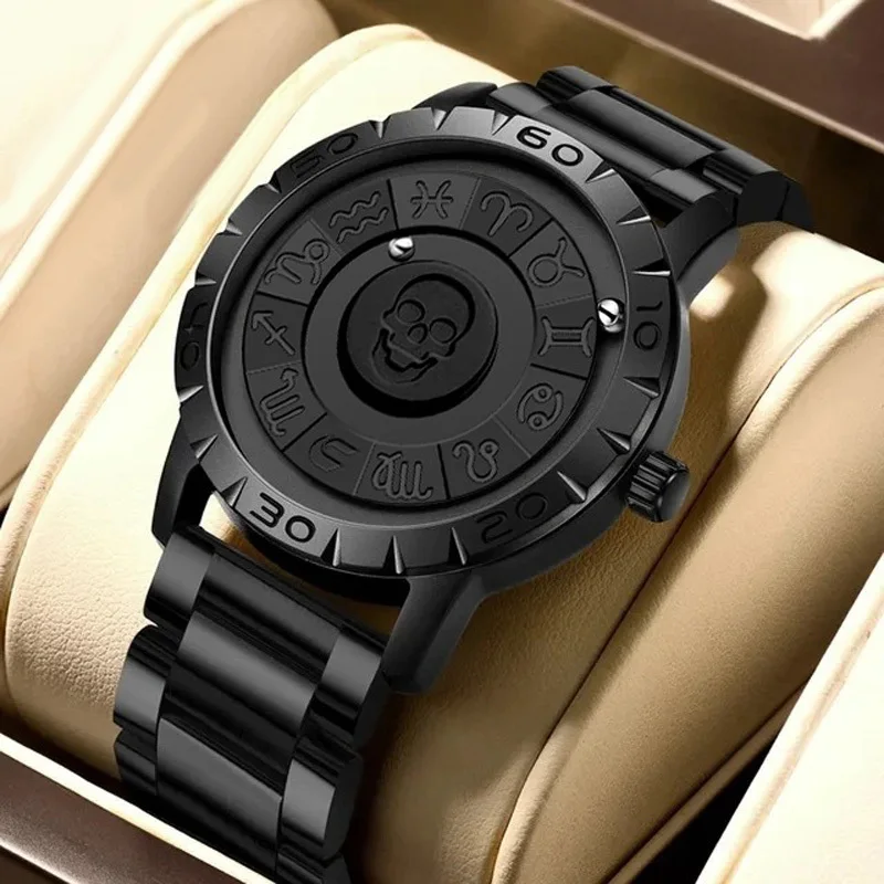 

Роскошные мужские кварцевые часы с магнитным шариком и скелетонизированным циферблатом, мужские спортивные наручные часы Reloj Hombre (без коробки)