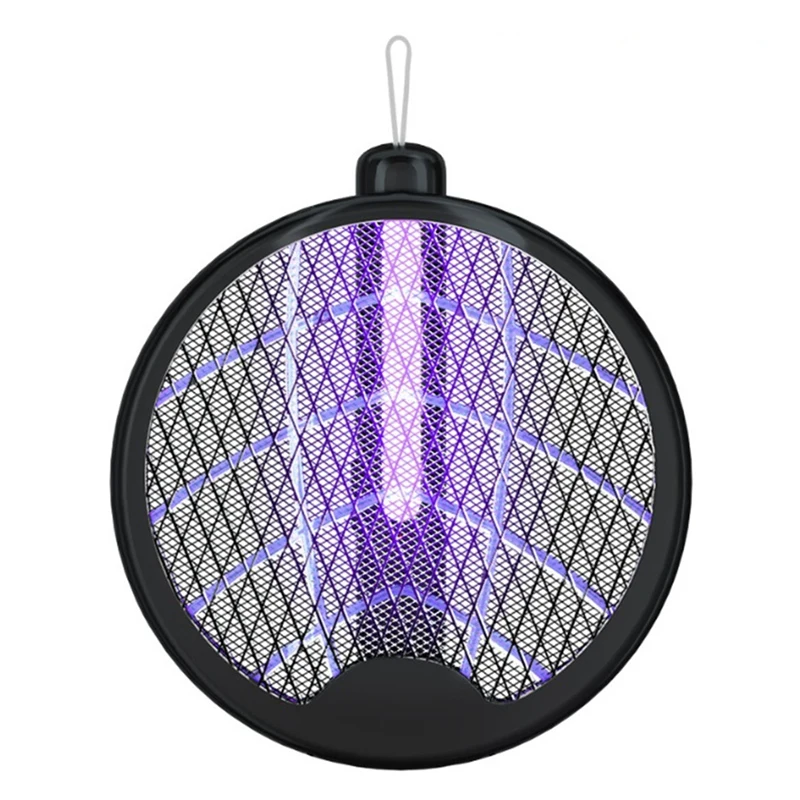 3000V Electric Mosquito Swatter With Lamp USB Rechargeable Foldable Bug Zapper Summer Fly Swatter