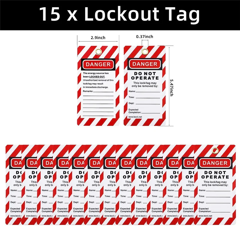 Lockout Tagout Kit -Lockout Tagout Tag, Nylon Tie, Nylon Storage Bag, RedSafety Padlock, Lockout Tagout Locks (Red Kit)