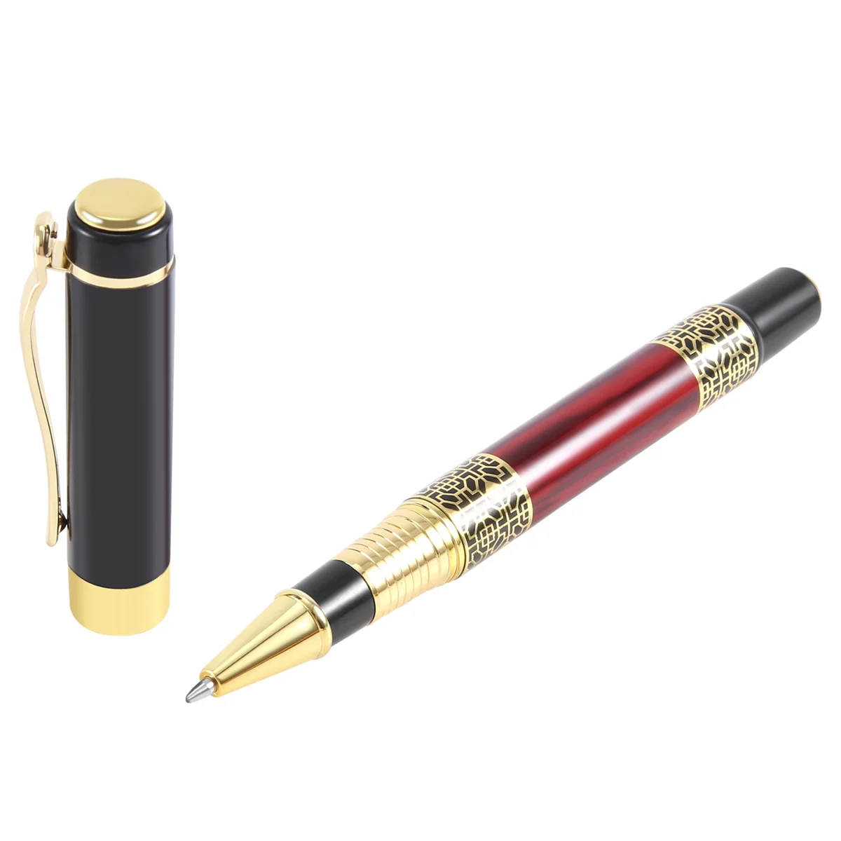 Chinese Classical Roller Ball Pen Elegant Golden Metal Ballpoint Pen for Office Business Signature School Student Gift