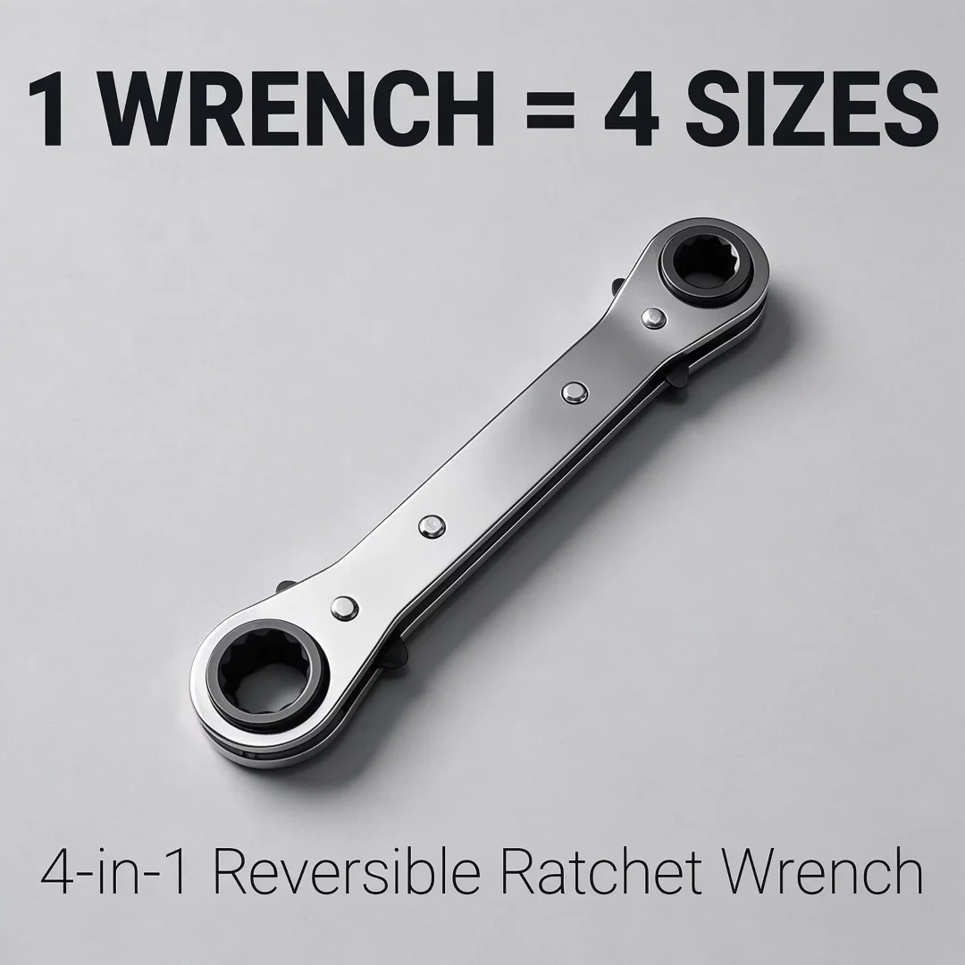 4-in-1 Wrench Double Head Ring Ratchet Wrench 6/8/9/10/11/12/13/14/15/16/17/18/19/21mm Chrome Vanadium Steel Ratchet Spanner Set