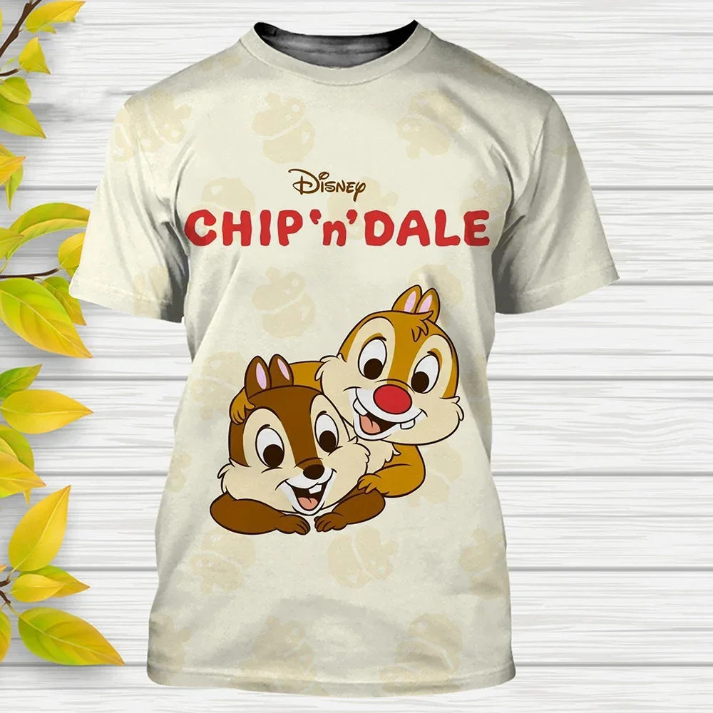 Disney-camisetas clásicas de dibujos animados para hombre y mujer, ropa de calle con estampado de Chip \'n\'dale en 3d, moda para niños