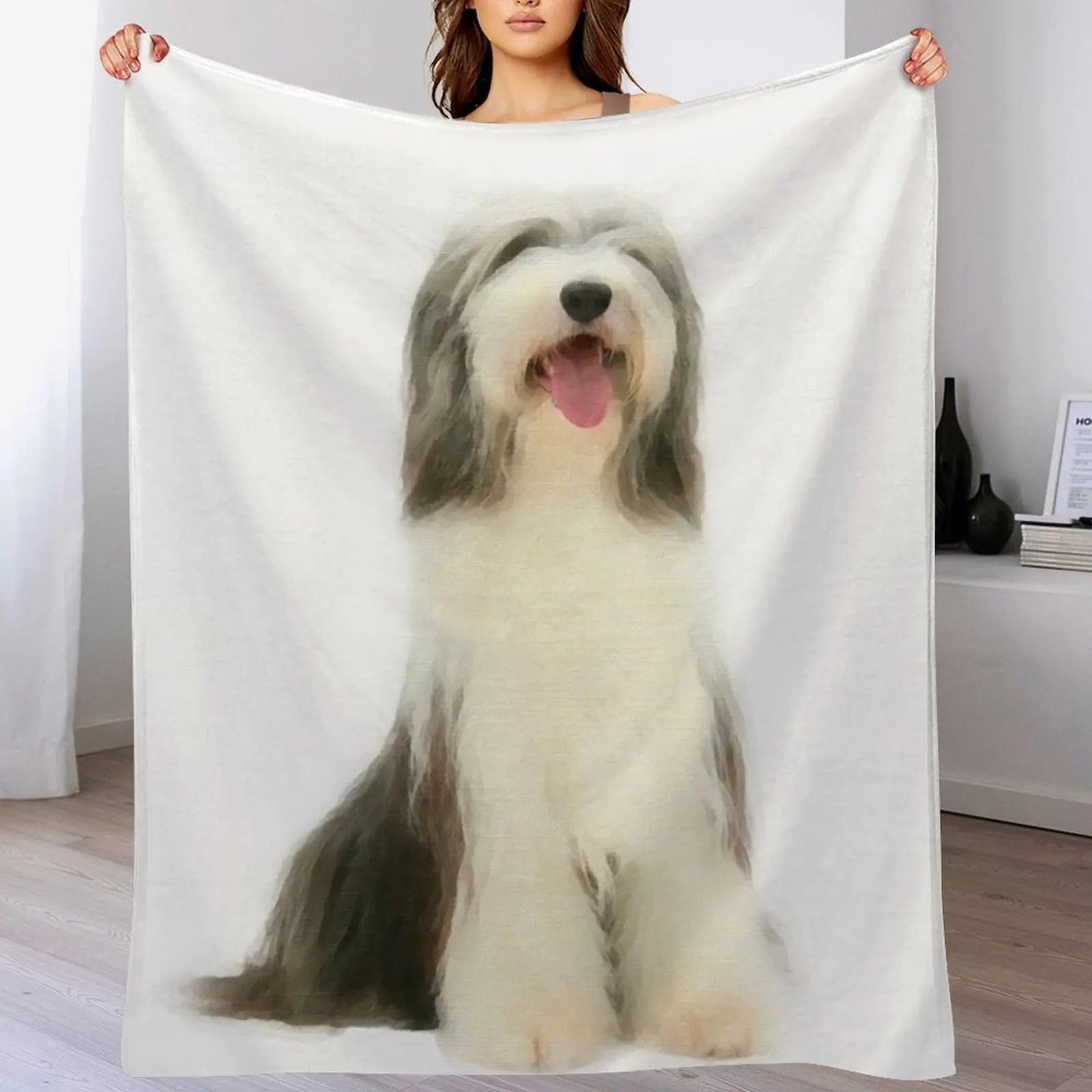 Bearded Collie Dog Throw Blanket Sofa Quilt Decorative Sofas Blankets