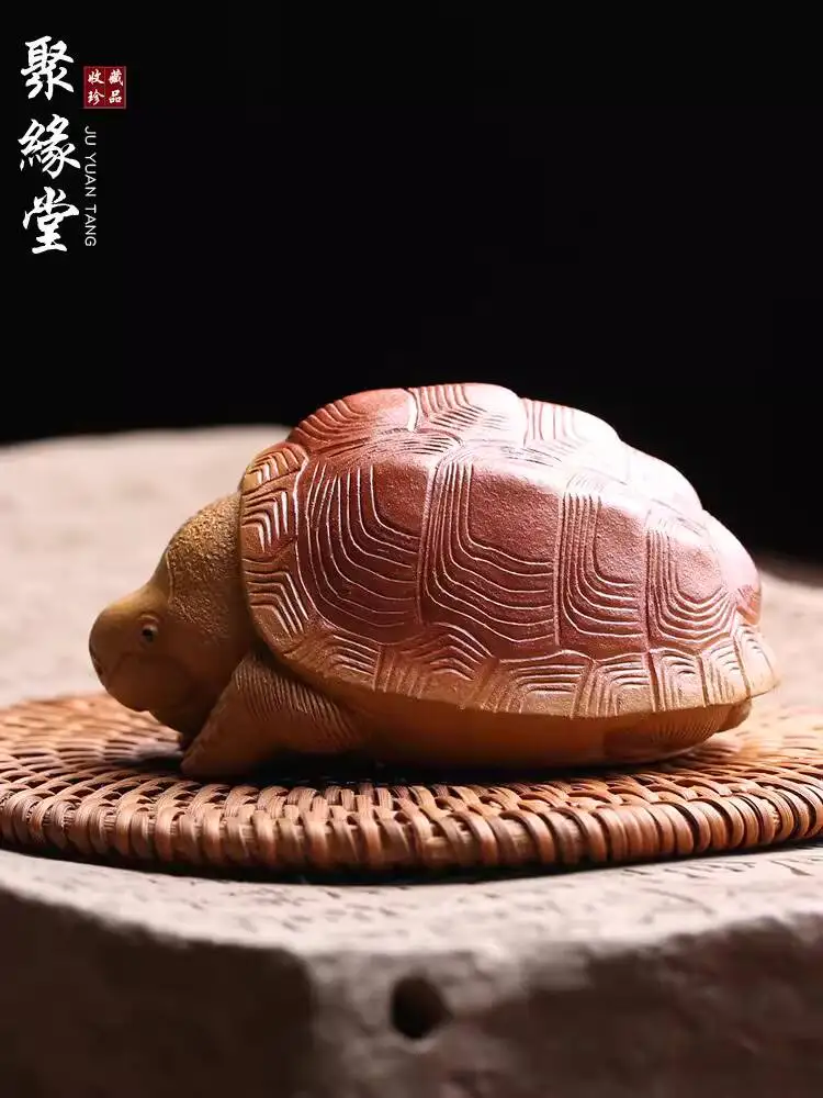 Yixing Purple Clay Pet Ornaments: Dragon Turtle, Crocodile Turtle.Masterfully Crafted, Pure Handmade Toys, Exquisite Pieces