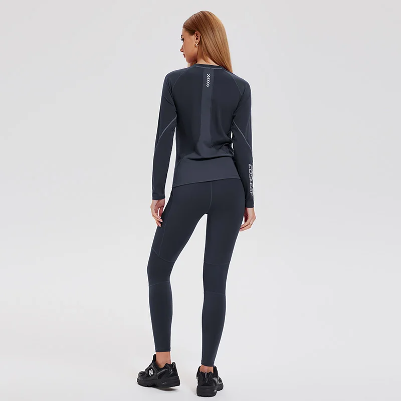 Girl Long Sleeve Yoga Tops Soft Spandex Nylon Sport Top Breathable Slim Fit Workout Tennis Shirts for Women