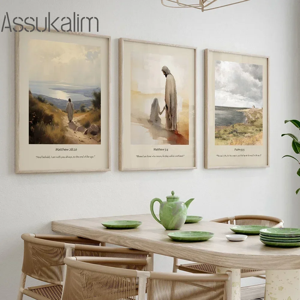 Religion Wall arts Jesus Canvas Posters Christian Posters Bible Print Picture Church Posters Living Bedroom Wall Decor No Frame