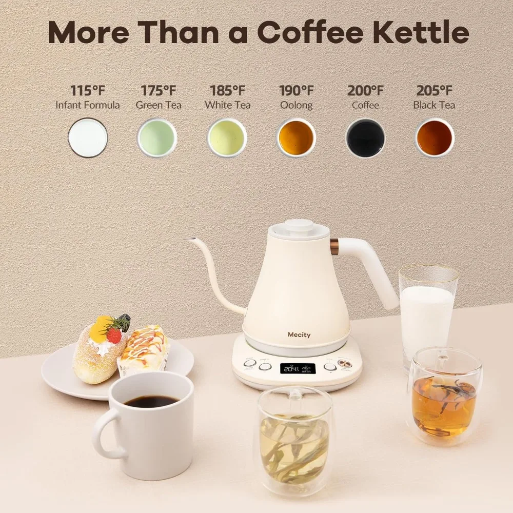 Electric Gooseneck Kettle With Keep Warm Function & LCD Display Automatic Shut Off Coffee Kettle Temperature Control