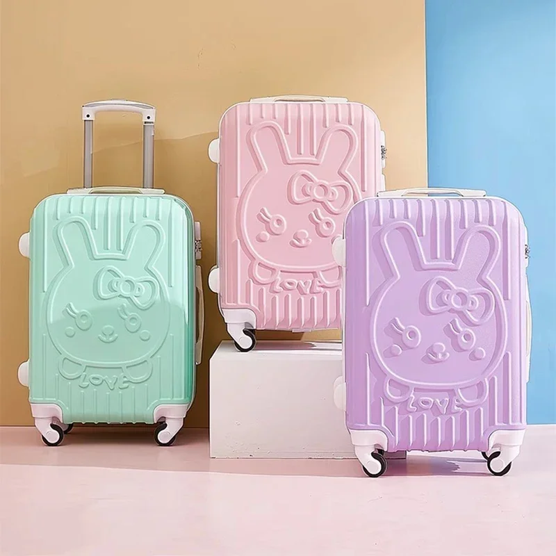 Sub-Mother Kit 24" Pink Cartoon 20" Boarding Password Box Student Luggage Security Password Lock Silent Universal Wheel Suitcase