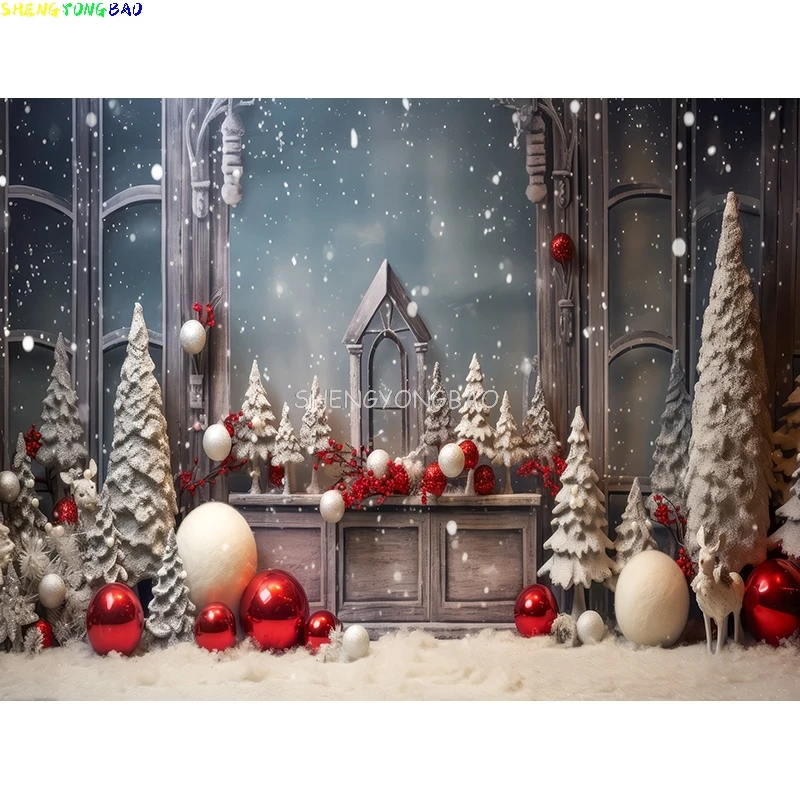 Рождественская елка с подарочными коробками, фоны для фотографий, зимние снежные украшения, деревянная дверь, камин, фон для комнаты, реквизит WR-08