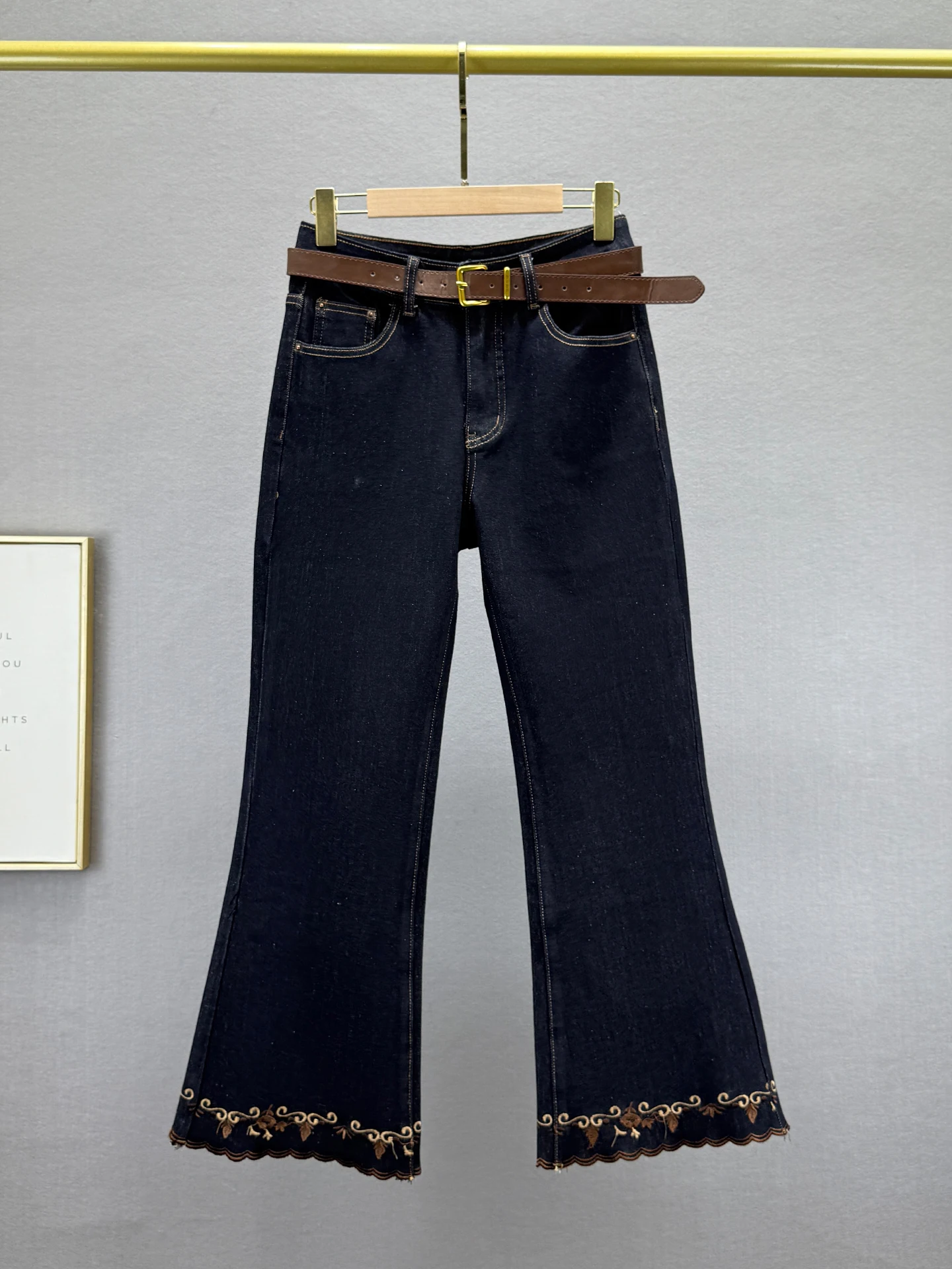 

Ретро джинсы с высокой талией, облегающие, женские, расклешенные, удобные, эластичные, из хлопкового стрейч-денима, осенняя новинка, модные