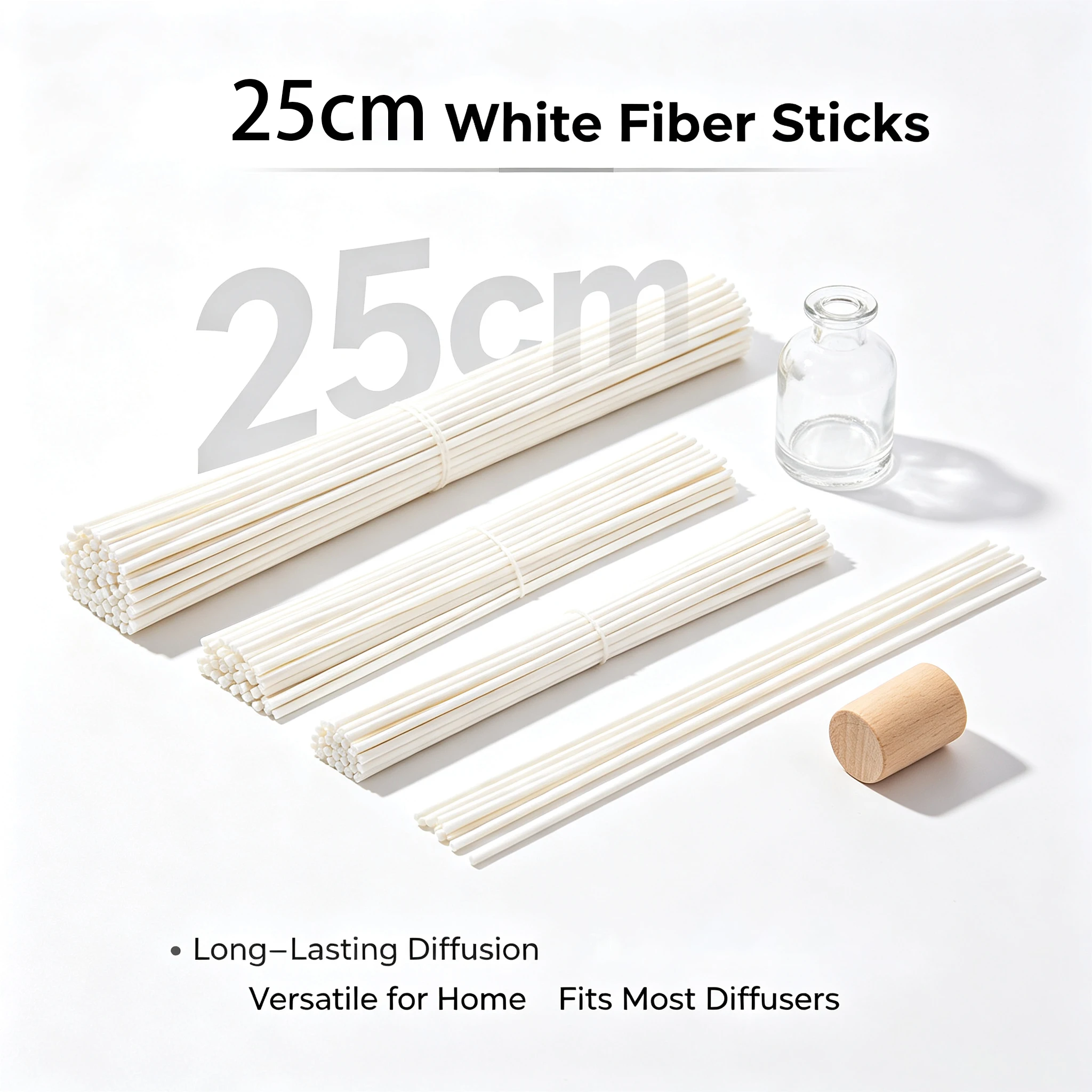 Wholesale 500/1000/1500 Pcs White Black Reed Diffuser Fiber Sticks, Aroma Volatile Sticks for Essential Oil Home Fragrance