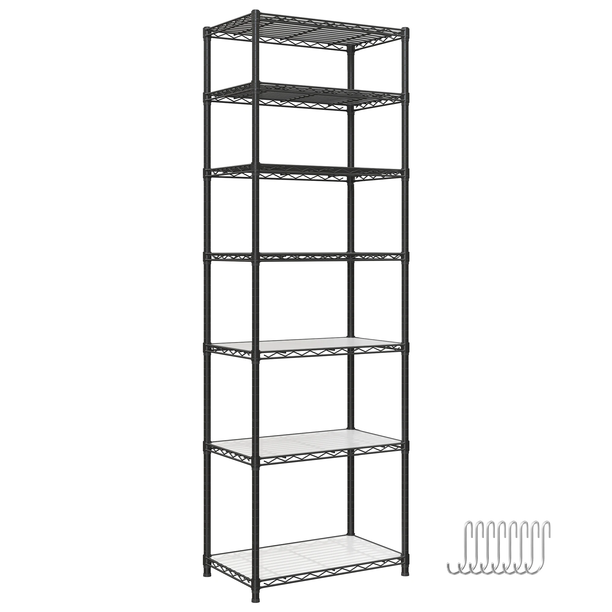 

SONGMICS 7-Tier Storage Shelves, Wire Shelving Unit, Kitchen Metal Shelves, Storage Rack with Adjustable Shelves, Shelf Liners