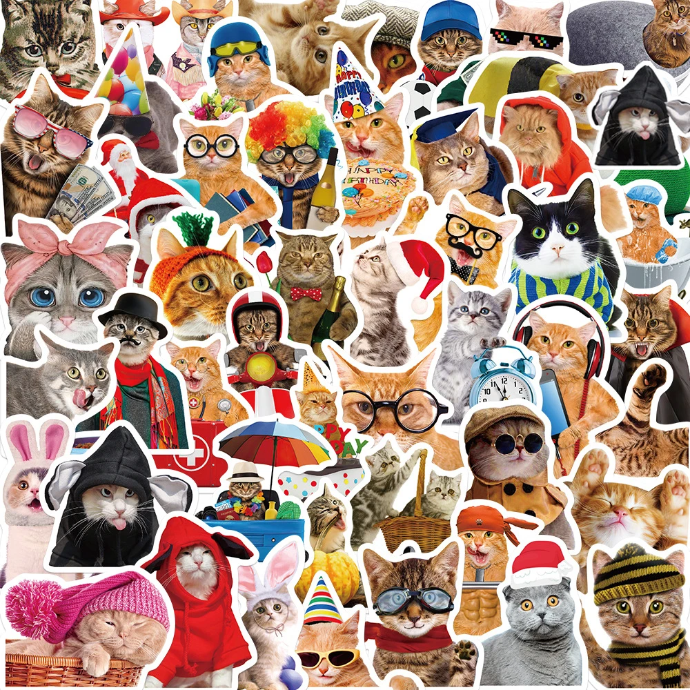 10/30/50pcs  Funny Animals Cat Meme Stickers Cute Cartoon Decals Kids Toys Laptop Notebook Luggage Motorcycle Decoration Sticker