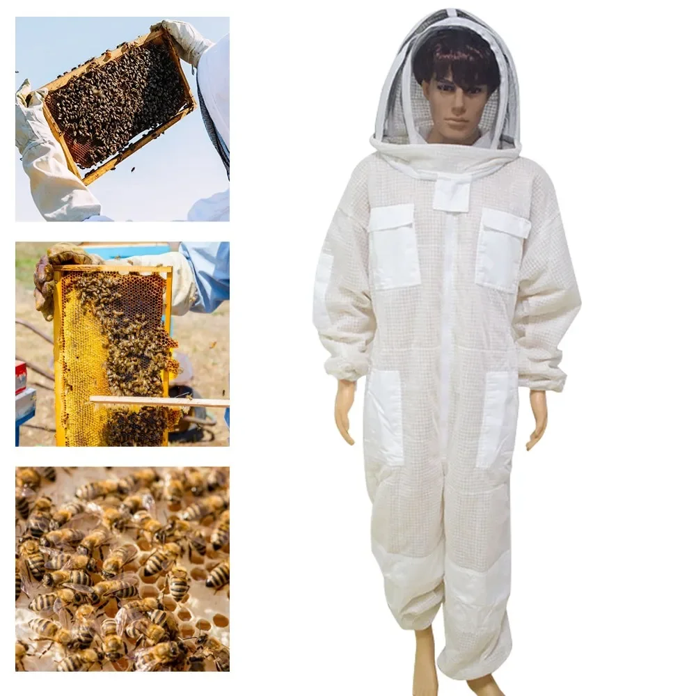 

Professional Beekeeping Suit, Safety Veil 3 Layers Ventilate Fabric Beekeepers, Full Body Beekeeping Clothing, Bee Protection