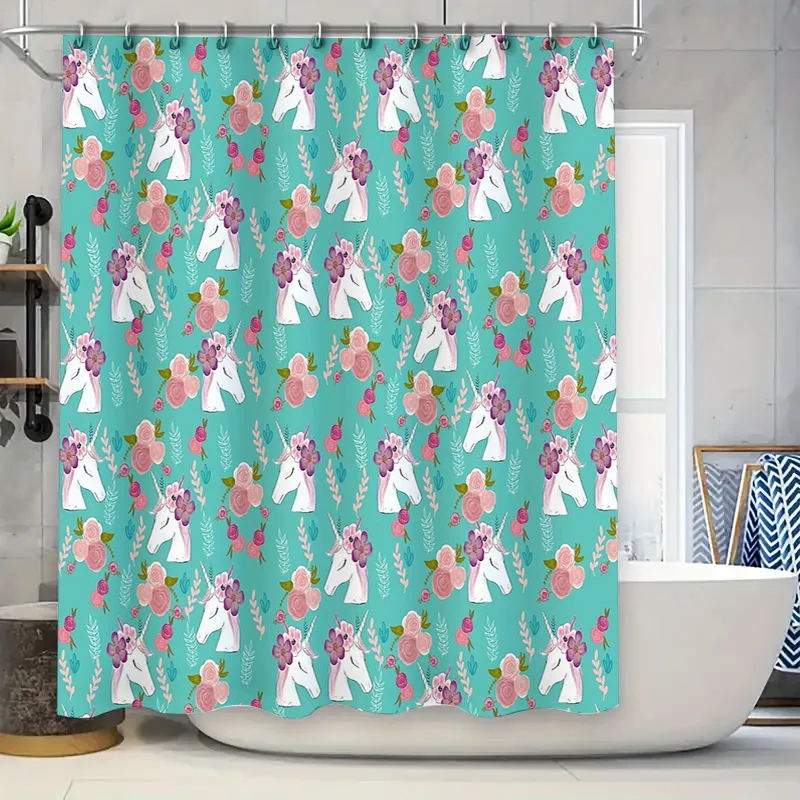 

Floral Shower Curtain Botanical Flowers Pattern Bathroom Decor Vintage Nature Print Fabric Door Curtain Home Textile Washable
