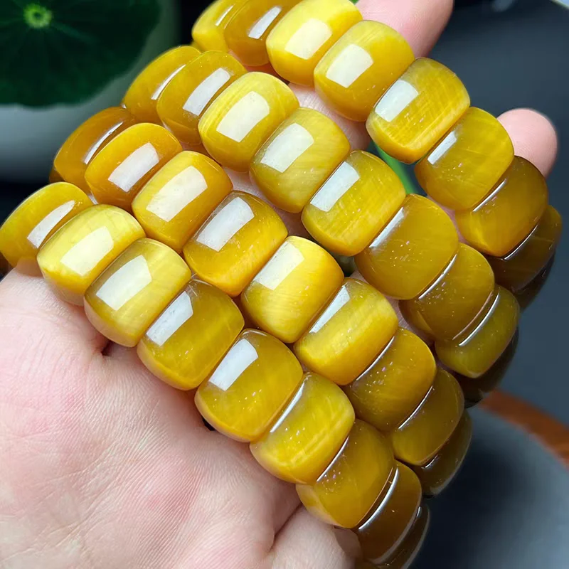 

Natural Gold Tiger's Eye Gemstone Bracelet Round Beads Jewelry Stretch 12x10mm Cat Eye Fashion Stone AAAAA