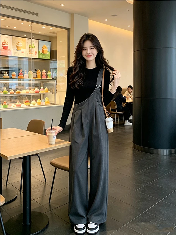 Early Autumn Elegant Small Audience Set 2026 New Korean Style Long Sleeve T-Shirt Single Shoulder Strap Pants Two Piece Set W...