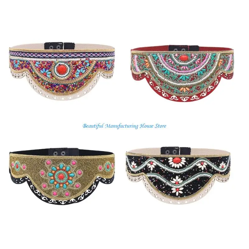 

E56A Bohemian Adjustable Beaded Waistband Summer Festival Accessory Women's Bel