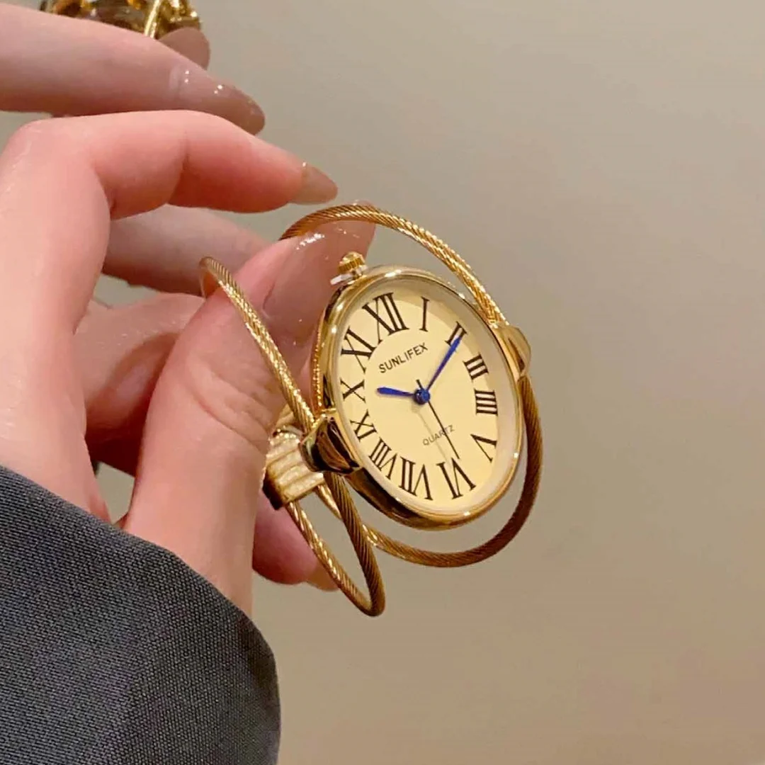 Feminino pulseira relógio escala romana oval dial aberto pulseira relógios das mulheres moda ouro prata vestido relógio de pulso das senhoras relojes