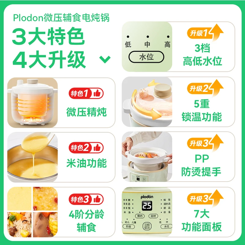 Baby Micro Piezoelectric Stew Pot Ceramic Rice Cooker Porridge Rice Oil Supplementary Food Cooker Cooking Machine